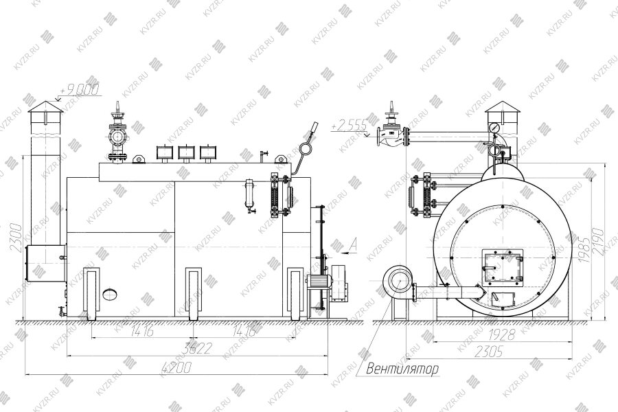 Схема промышленного парового котла